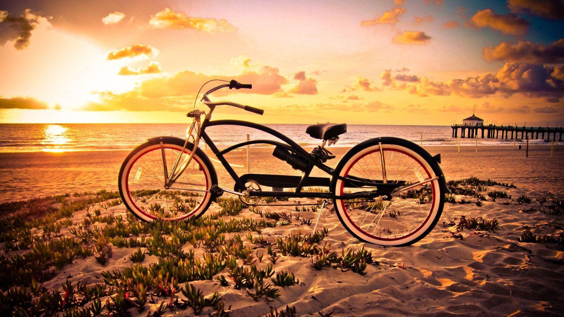 Cruiser Bicycle On Sand Background