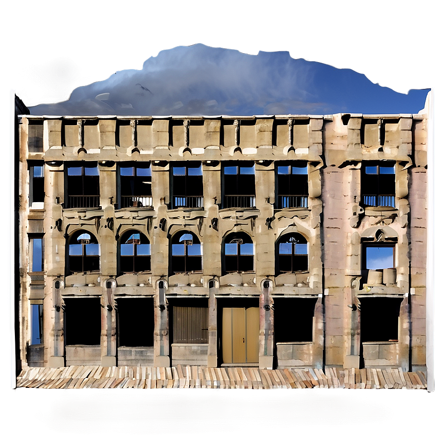 Crumbled Building Facade Png Die PNG