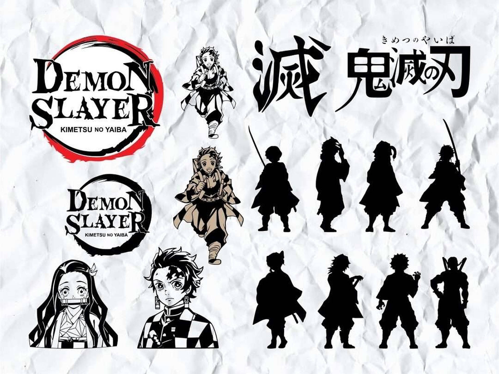 Crumpled Demon Slayer Logo Wallpaper