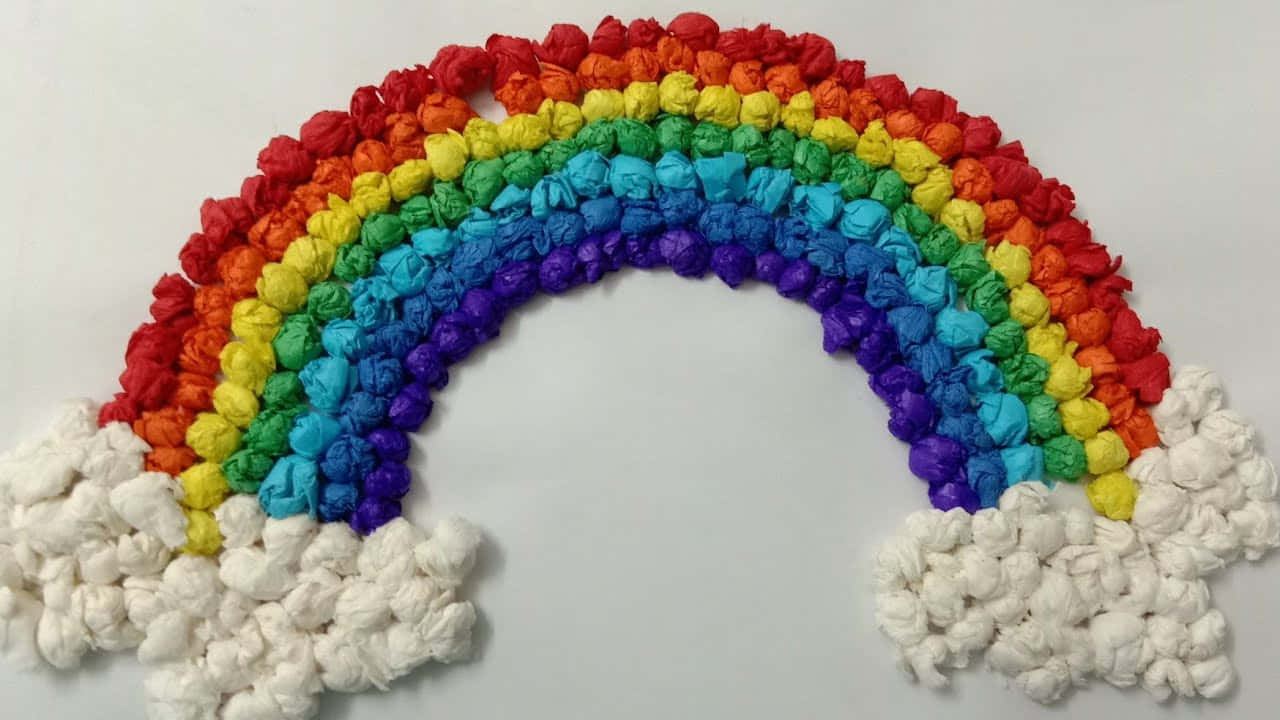 A Rainbow Made Of Colorful Paper