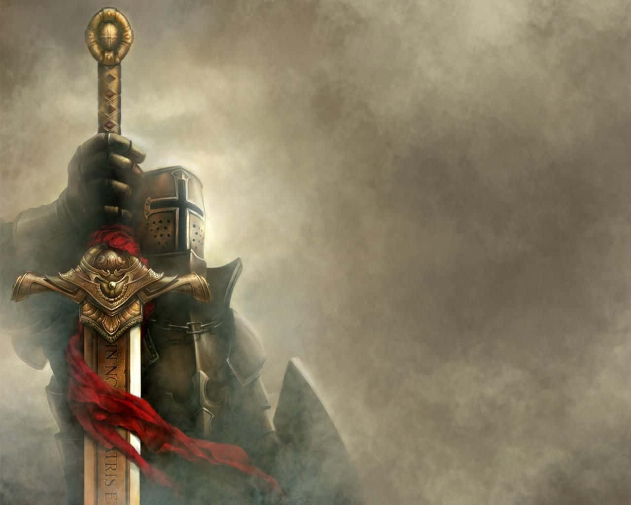 A knight with gleaming armor, a reminder of the brave Crusaders Wallpaper
