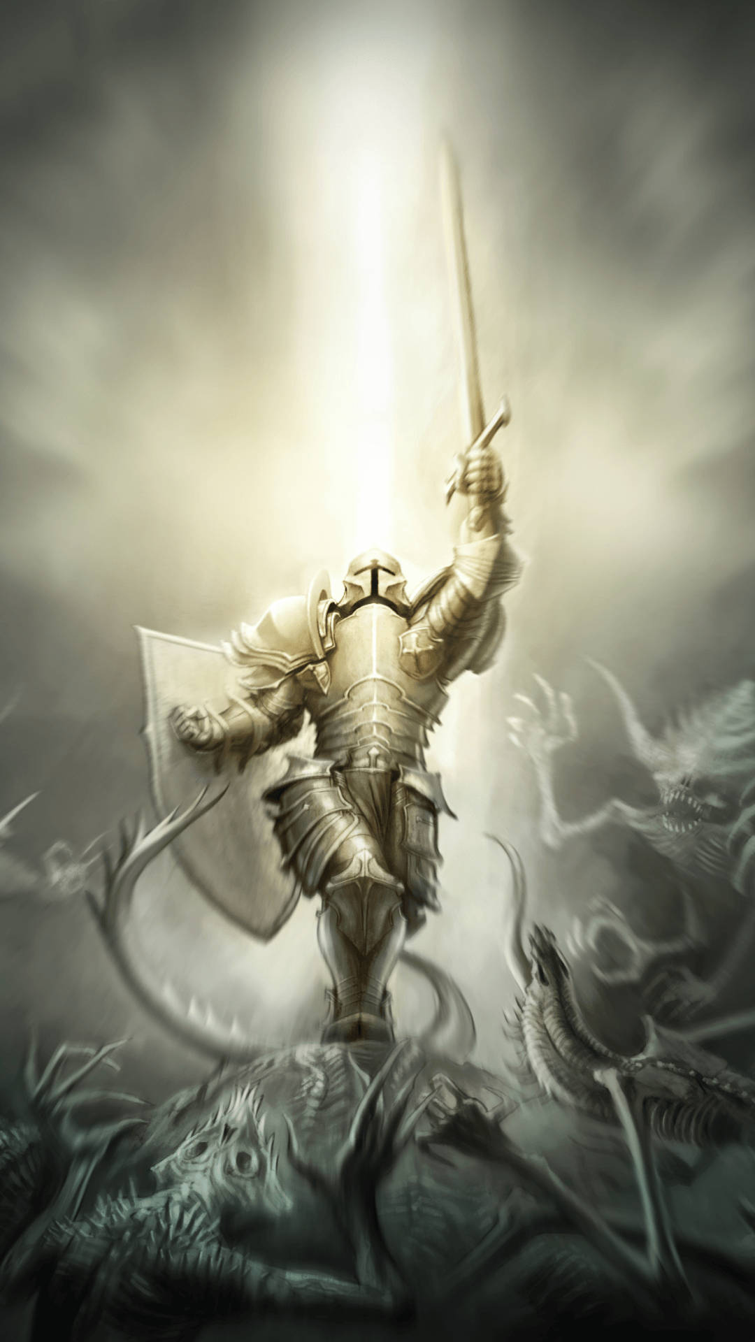 Crusader Knight Holding Sword Wallpaper