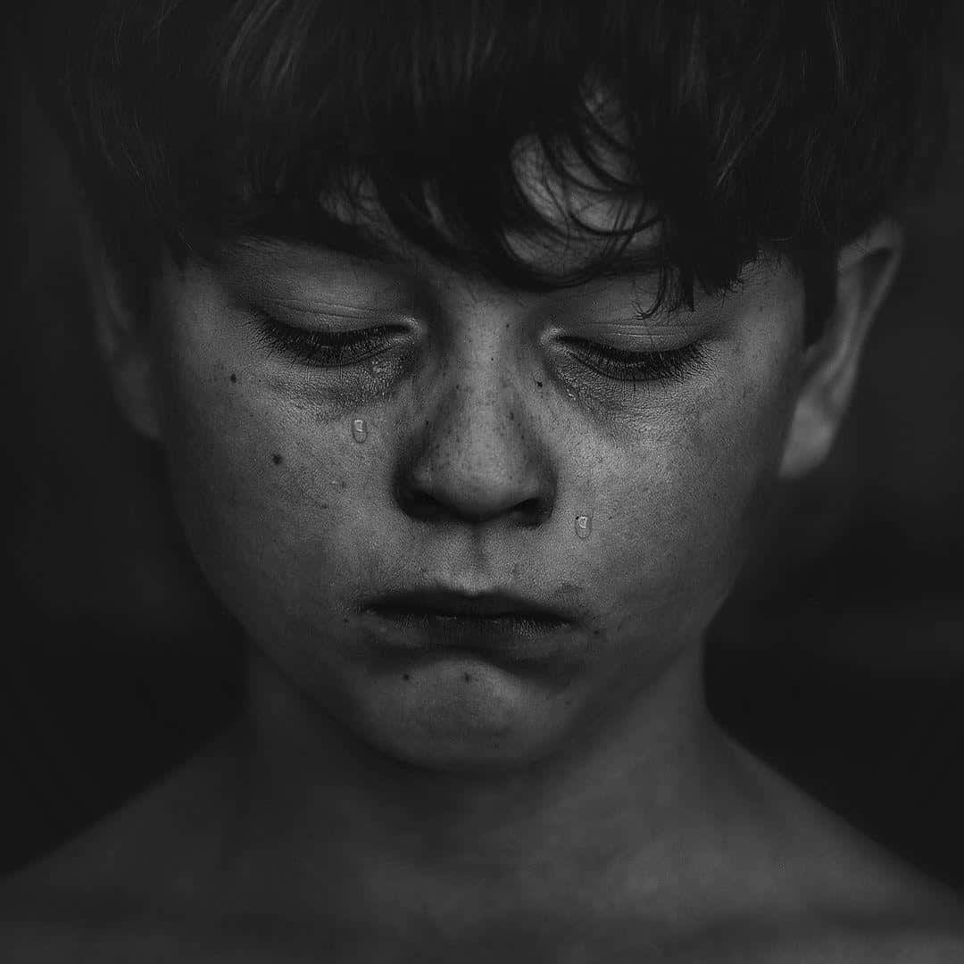 Boy Sad Cry Greyscale Picture