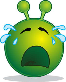 Crying Alien Emoji Illustration PNG
