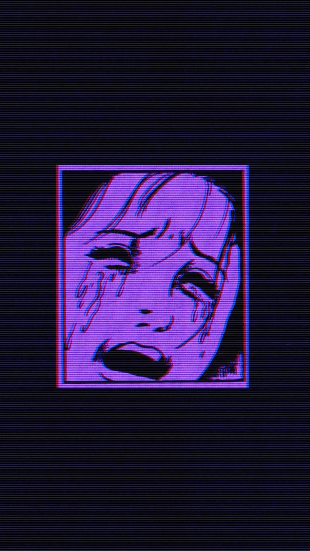 Crying Anime Black And Purple Phone Wallpaper