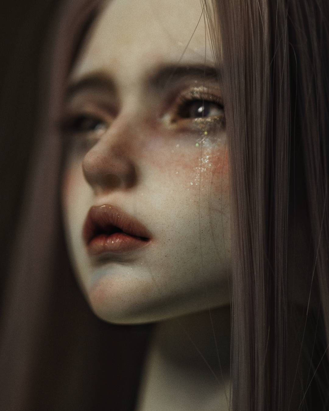 Crying Beautiful Doll Sad Eyes Wallpaper