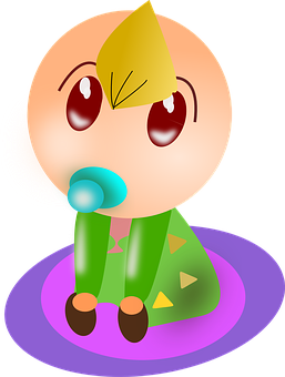 Crying Cartoon Baby With Pacifier PNG