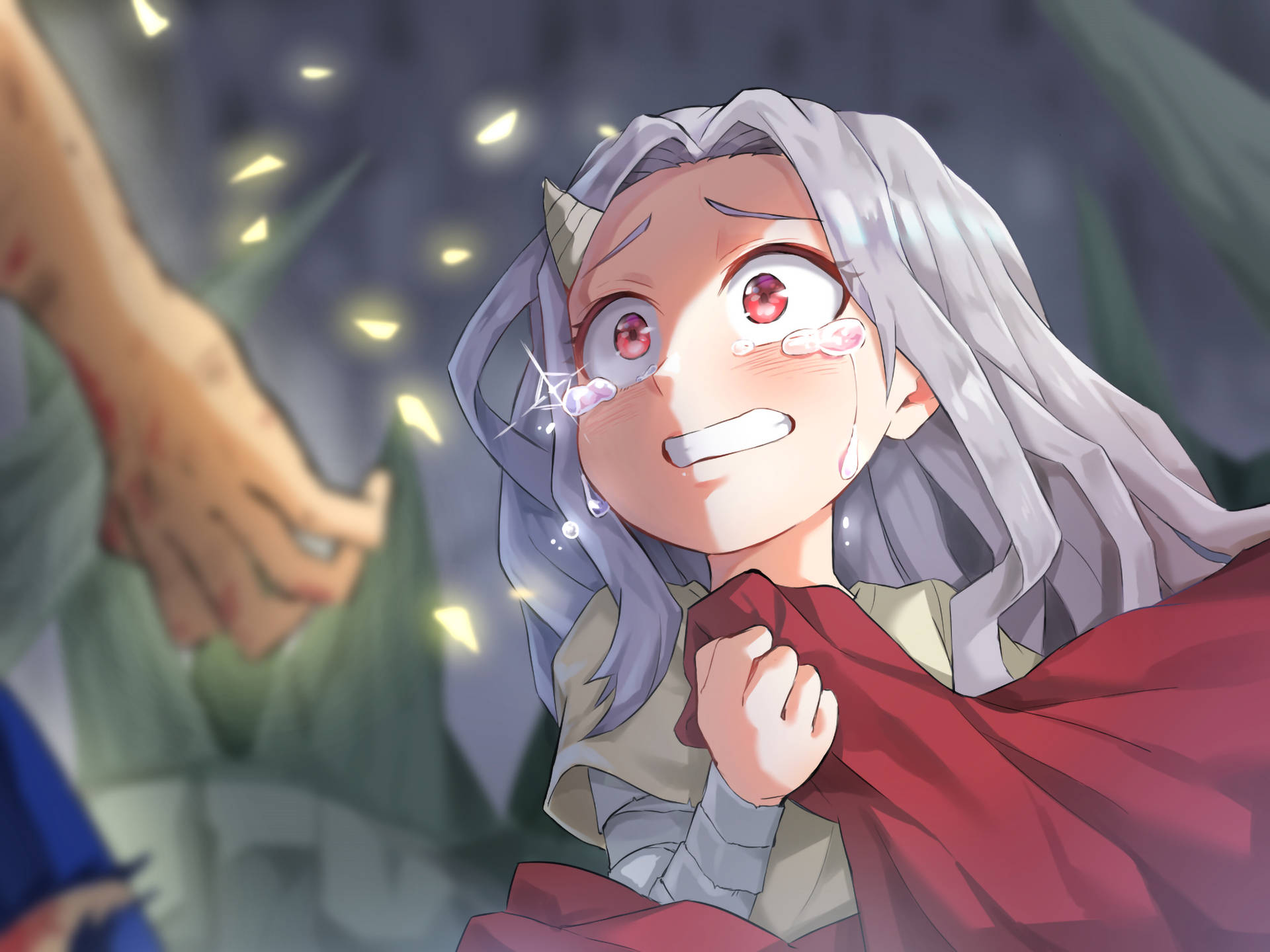 Crying Eri Holding Red Cape Wallpaper