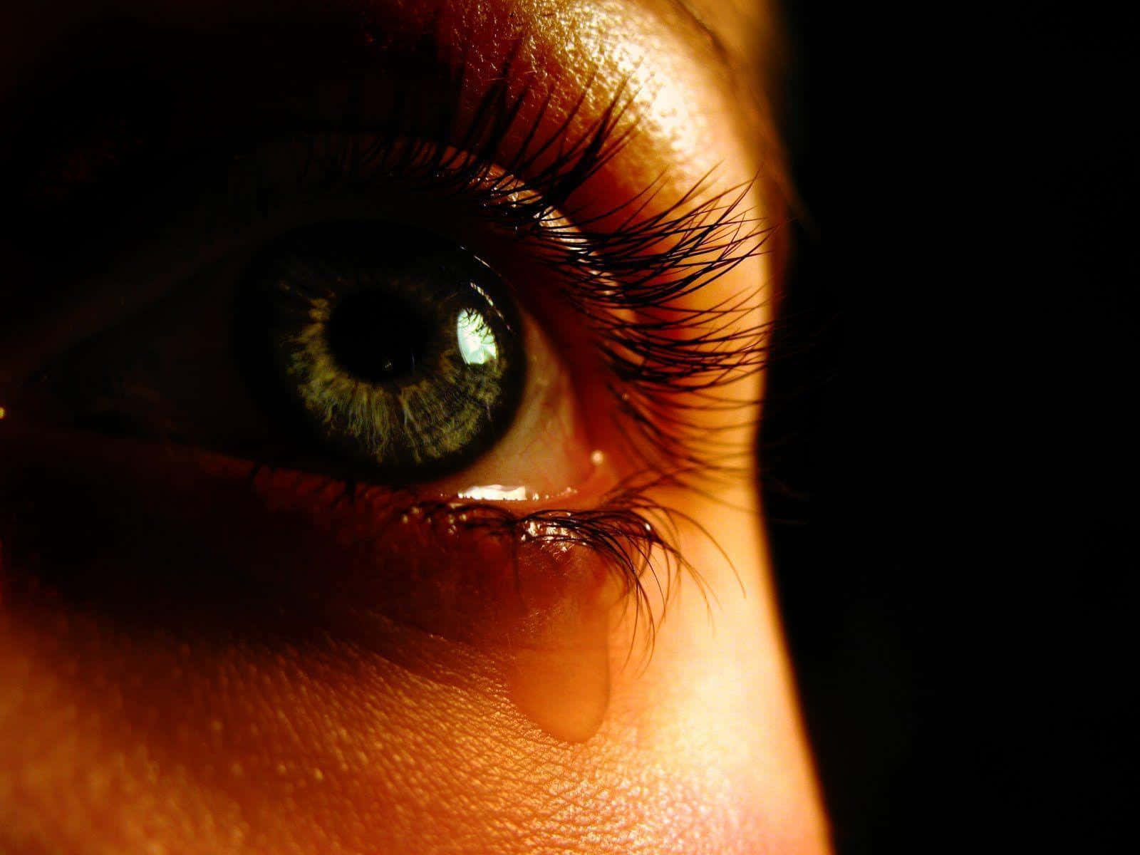 Bildmit Auge Und Weinenden Tränen