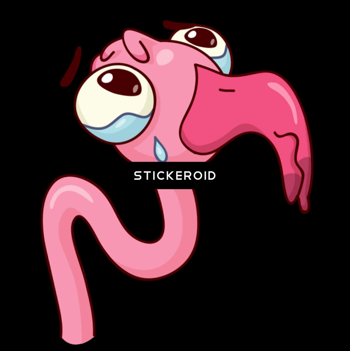 Crying Pink Worm Cartoon PNG