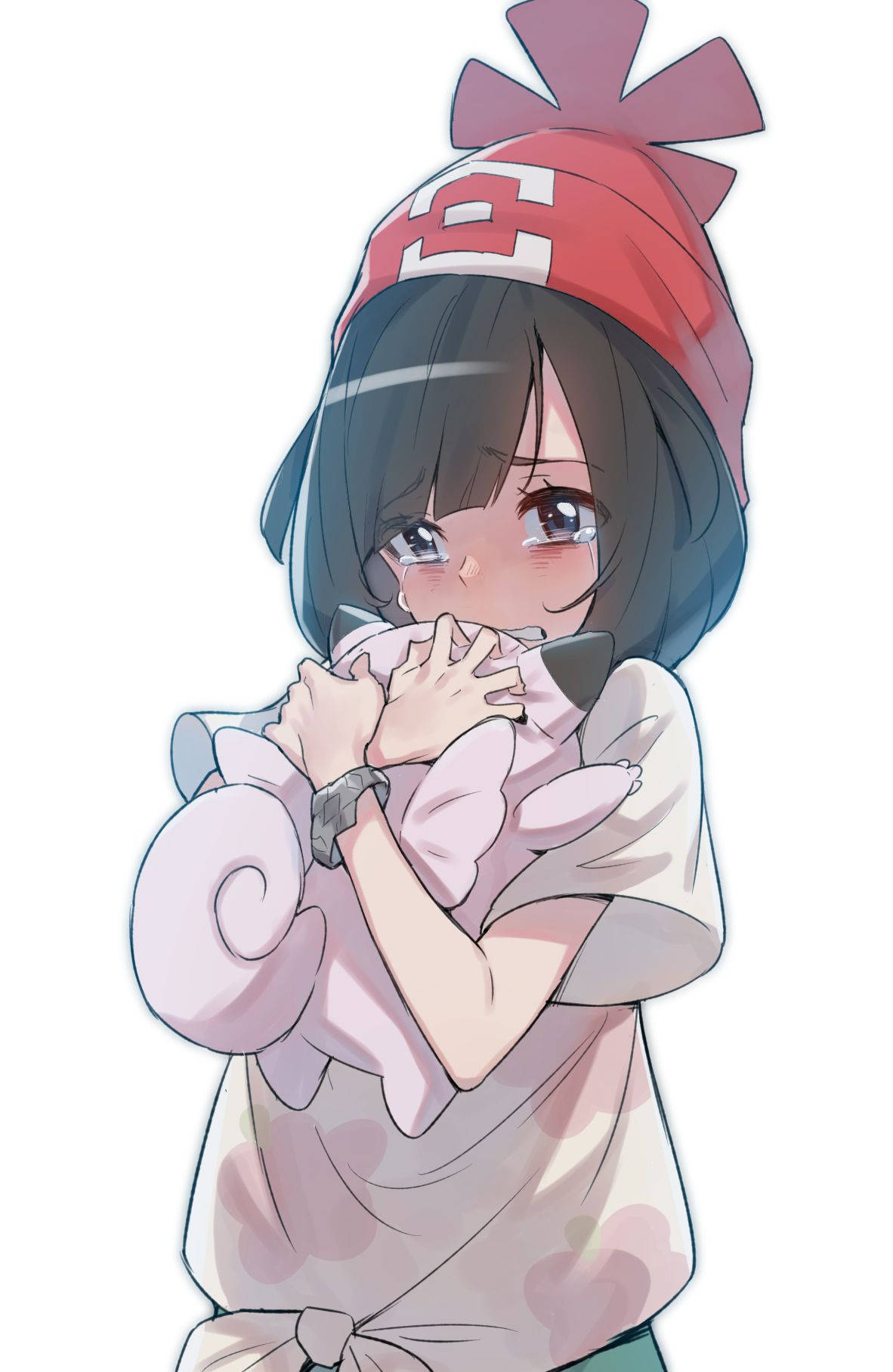 Crying Trainer With Clefairy Doll Wallpaper