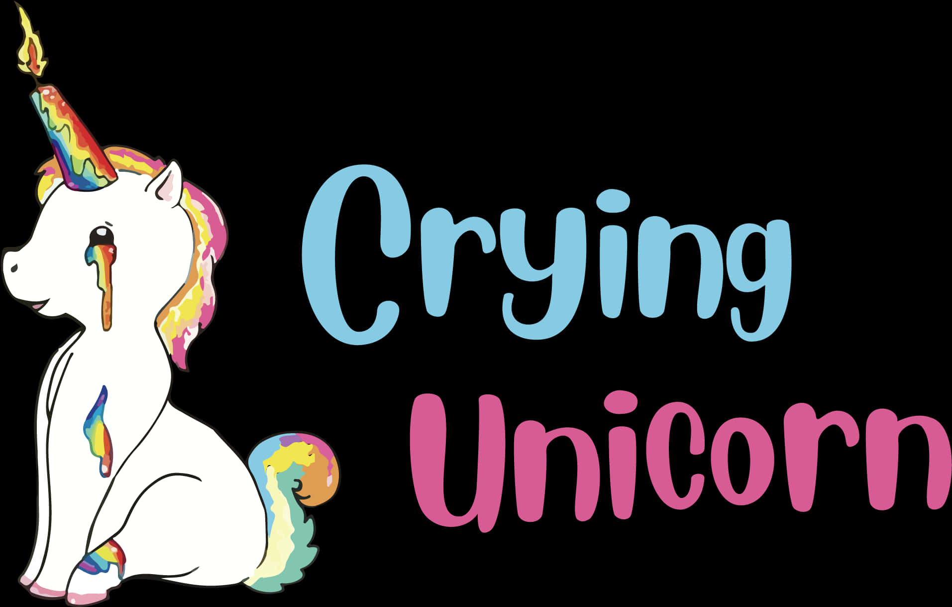 Crying Unicorn Illustration PNG
