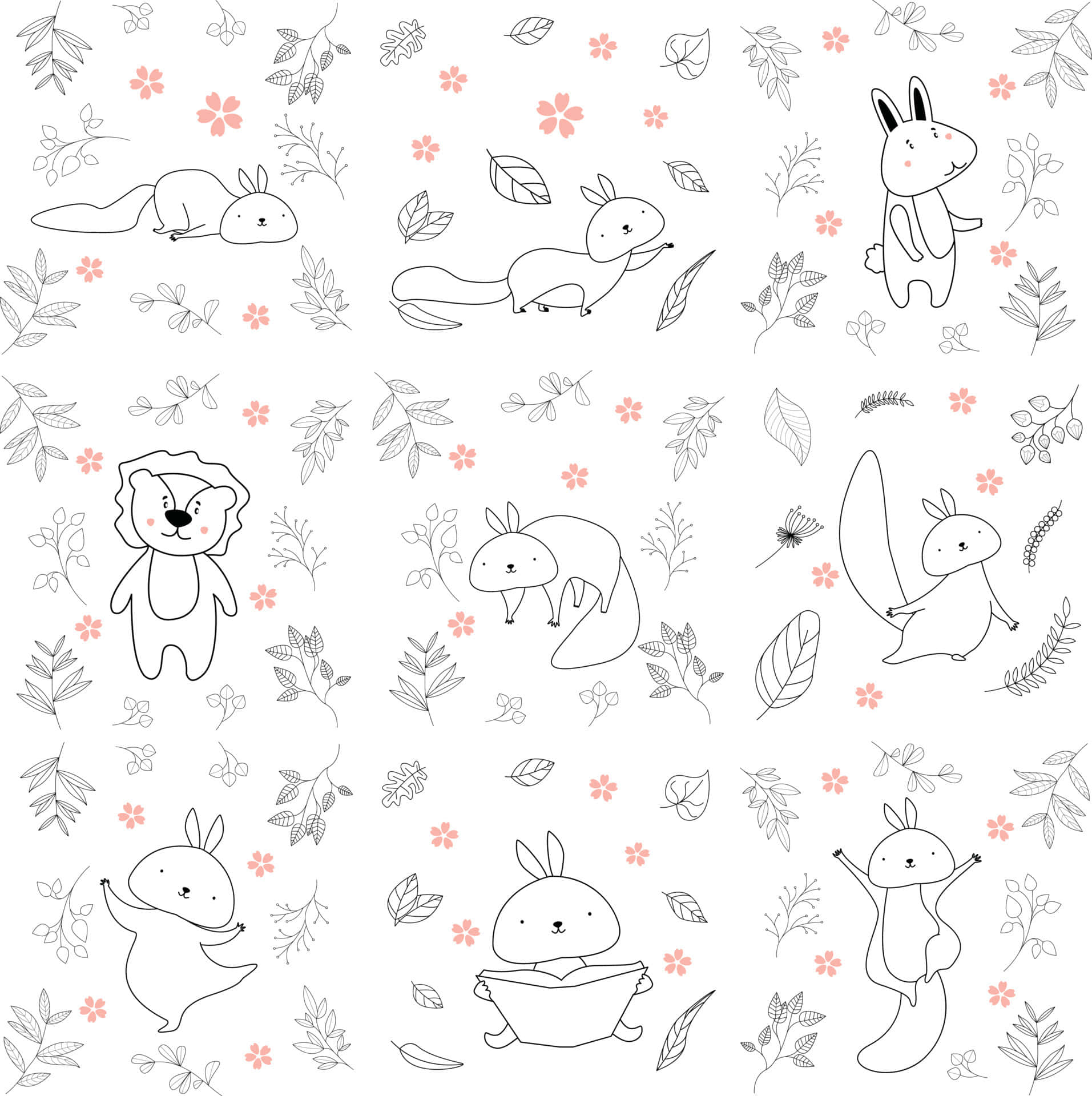 Cryptic Cute Bunny Pattern Wallpaper