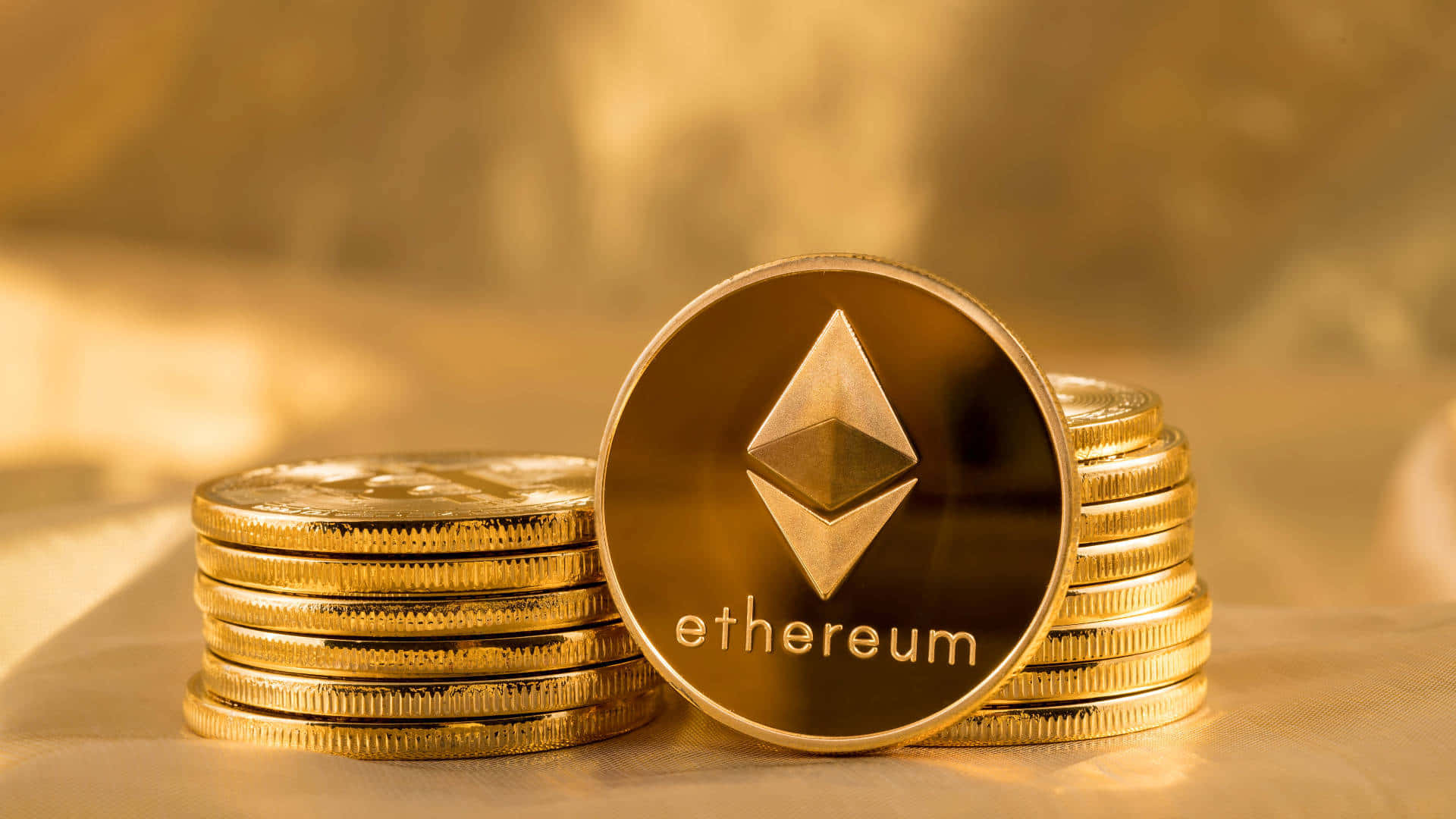 Crypto Ethereum Gold Coin Wallpaper