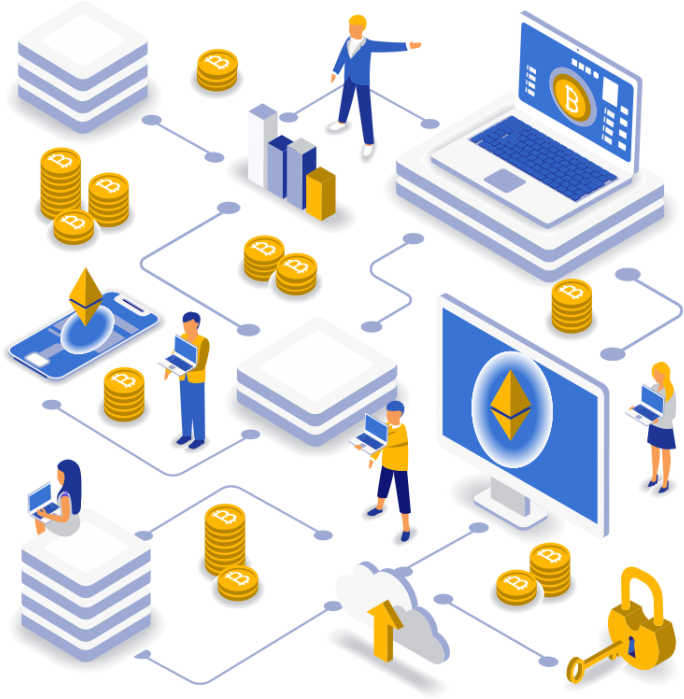 Cryptocurrency Blockchain Network Illustration PNG