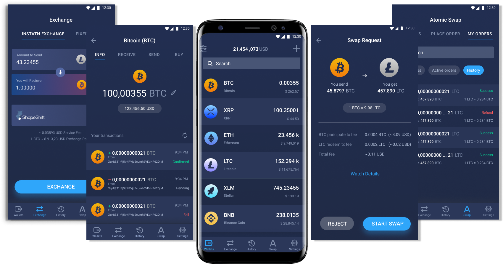 Cryptocurrency Wallet App Screenshots PNG