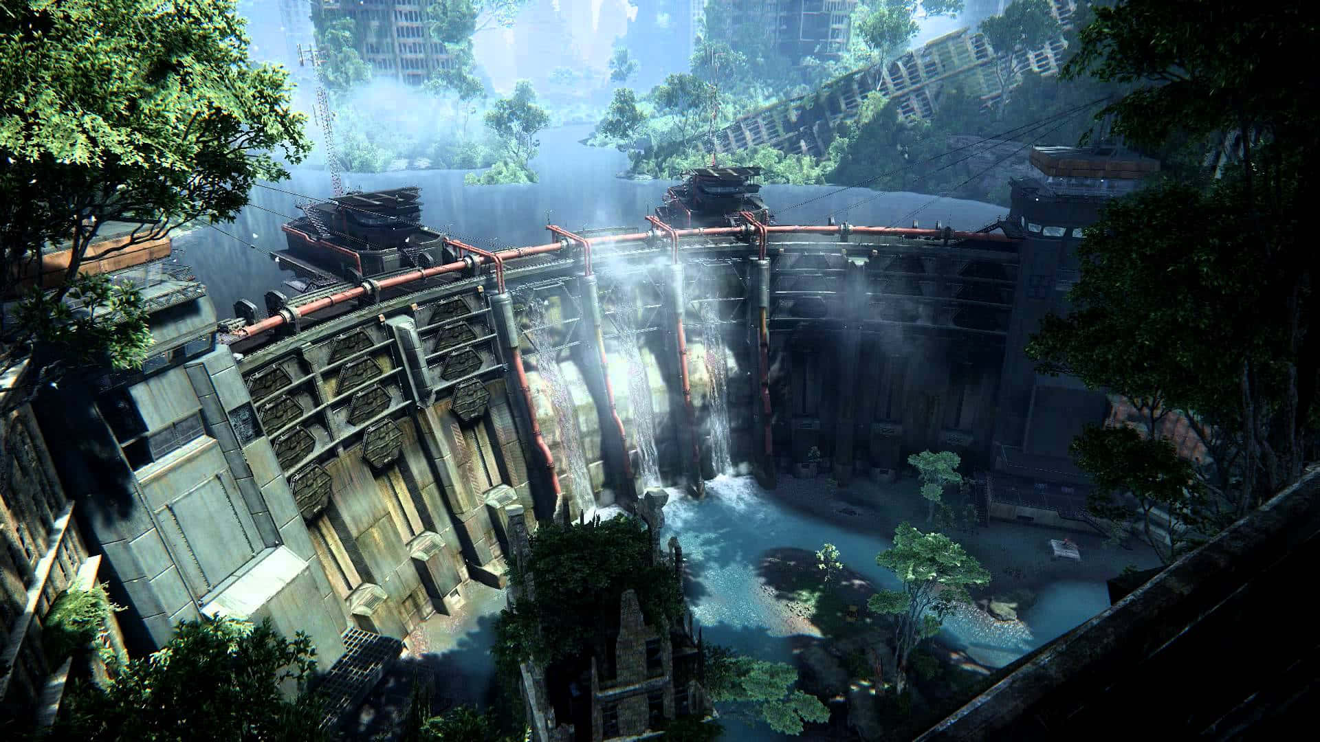 Se den forbløffende byudsigt i verden af Crysis 3. Wallpaper
