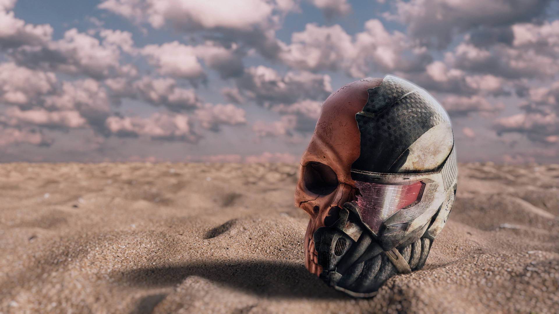 Crysis3 Cráneo En Arena 4k Fondo de pantalla