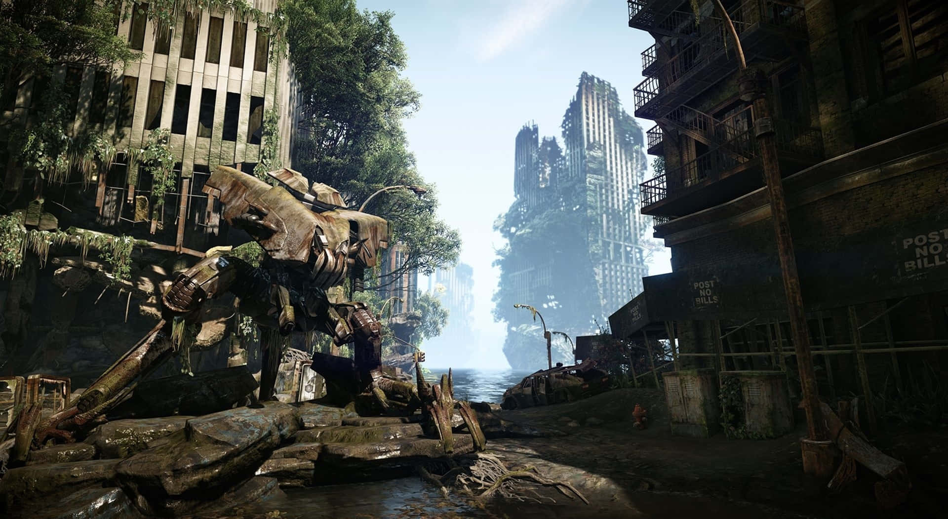 Blast your way through a ruined city in Crysis Wallpaper