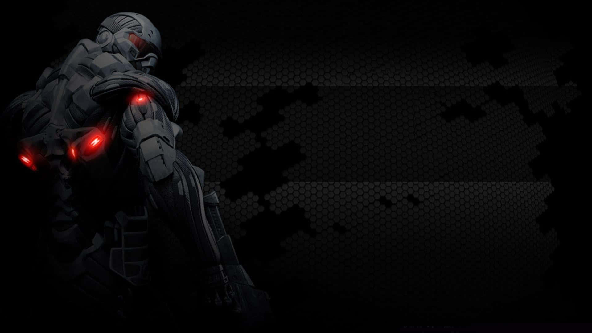 En soldat står over for en cybernetisk fjende i Crysis. Wallpaper