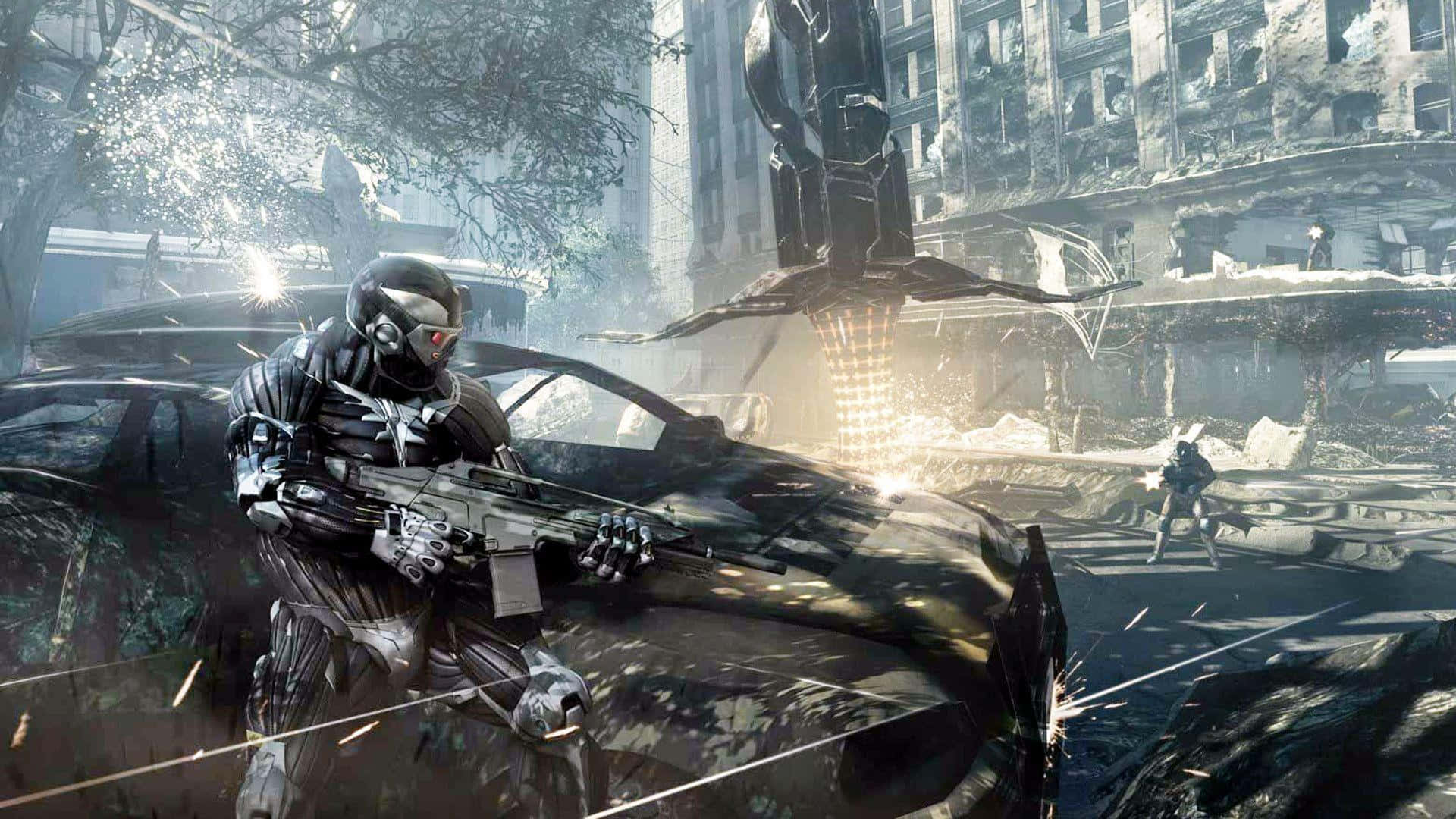 CryNet Suit Fire Fight Crysis HD Wallpaper