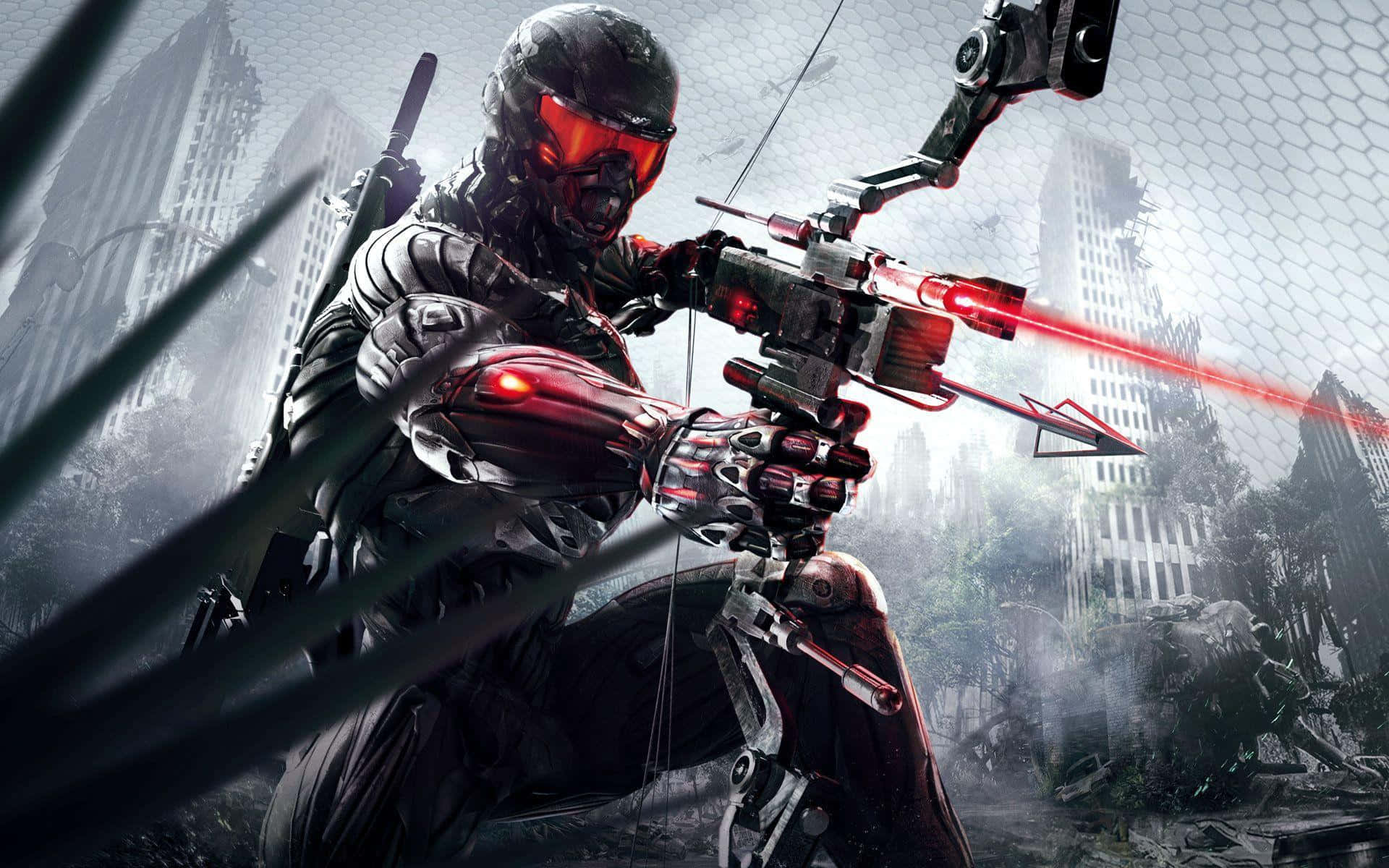Crysis Nanosuit Soldier Aiming Bow Wallpaper