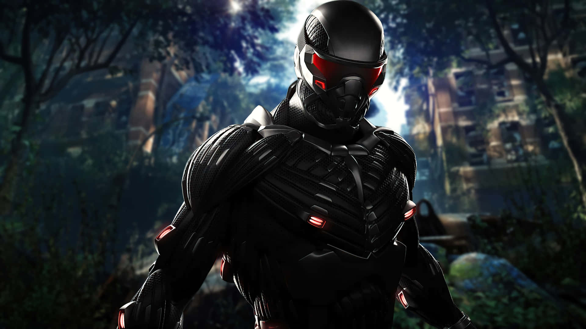 Crysis Nanosuit Soldier Forest Background Wallpaper