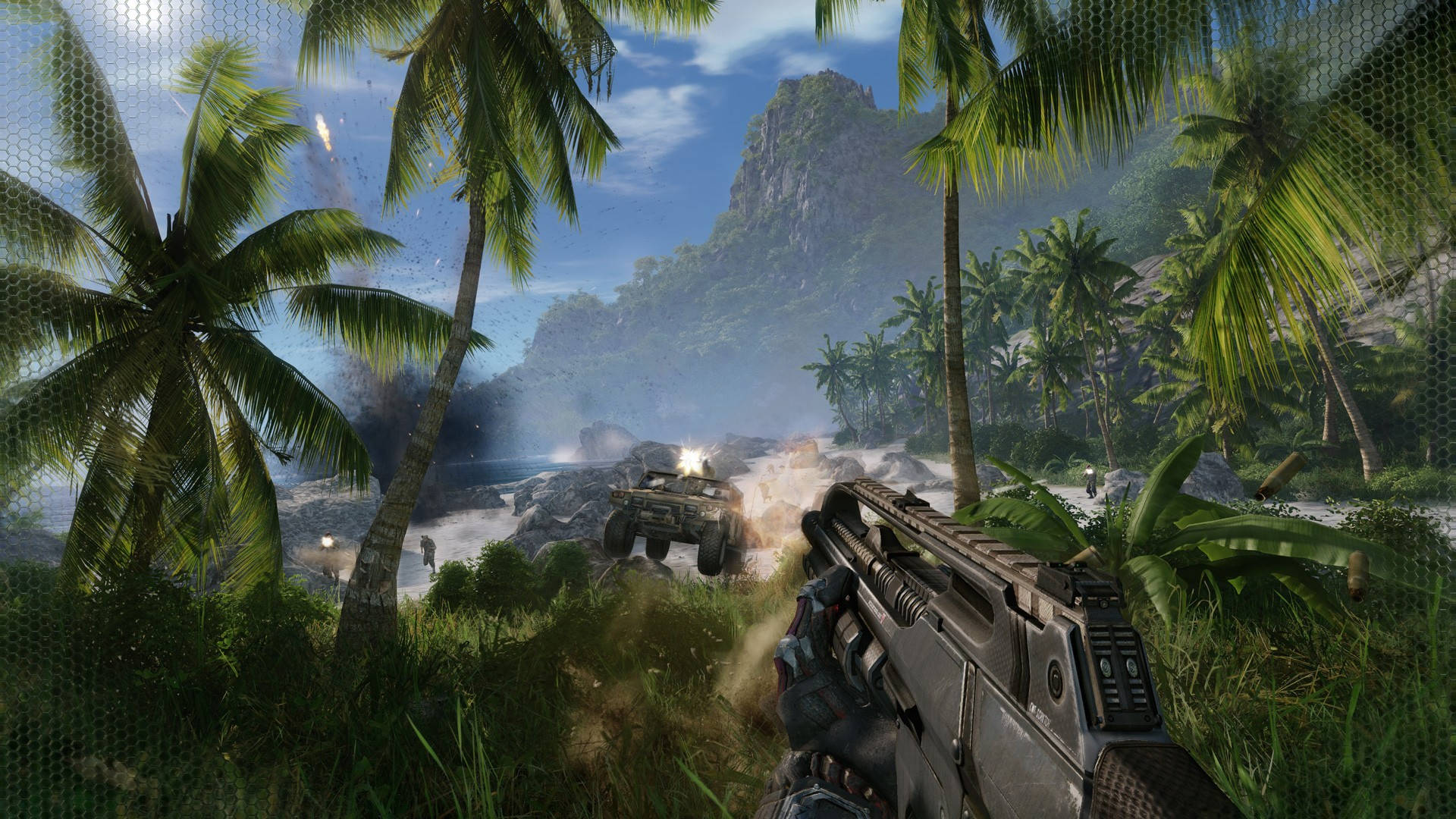 Player Engaging The Enemy On Vehicles Crysis Remastered Wallpaper