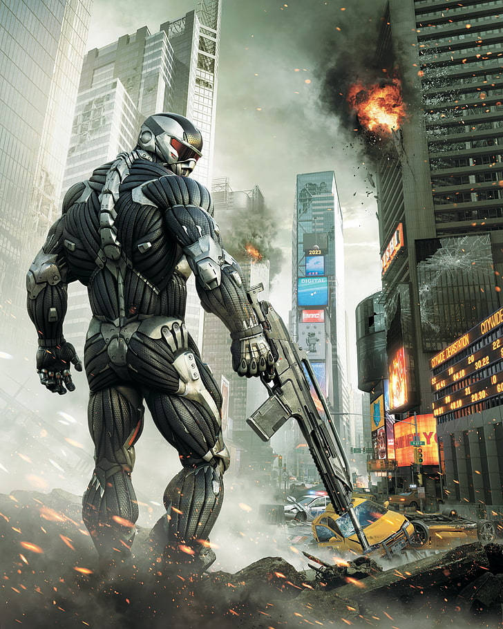 Crysis Remastered Burning City Rubble Wallpaper
