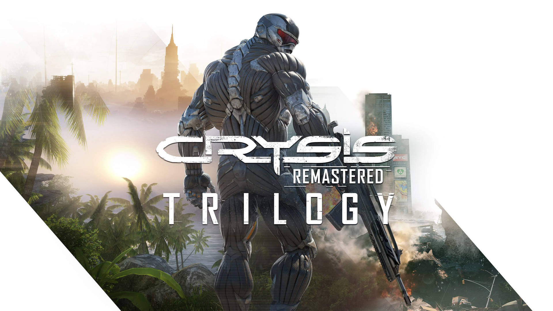 An intense frame from Crysis Remastered featuring high-quality gameplay graphics. Wallpaper