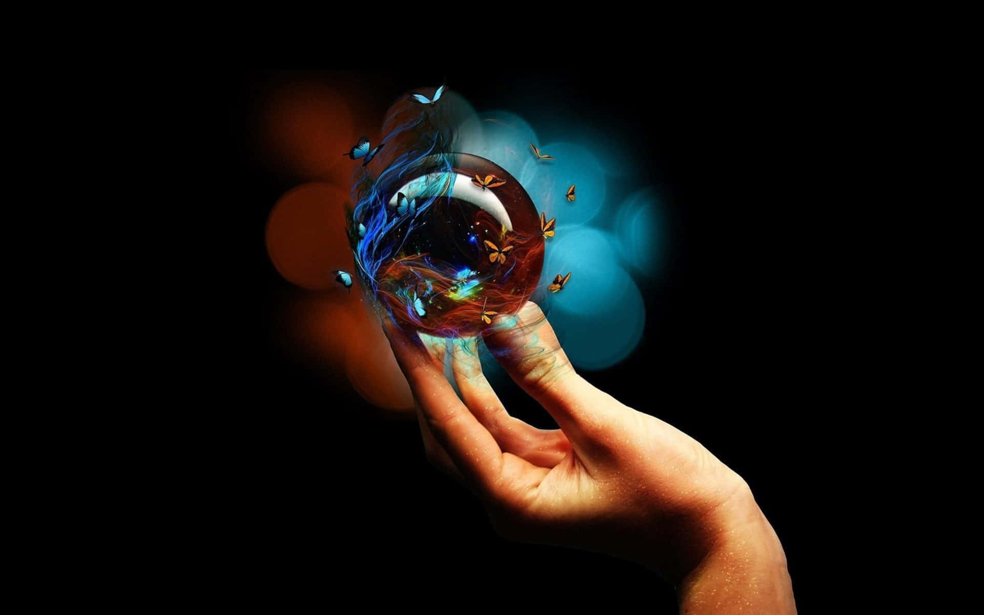 Captivating Crystal Ball on a Wooden Table Wallpaper