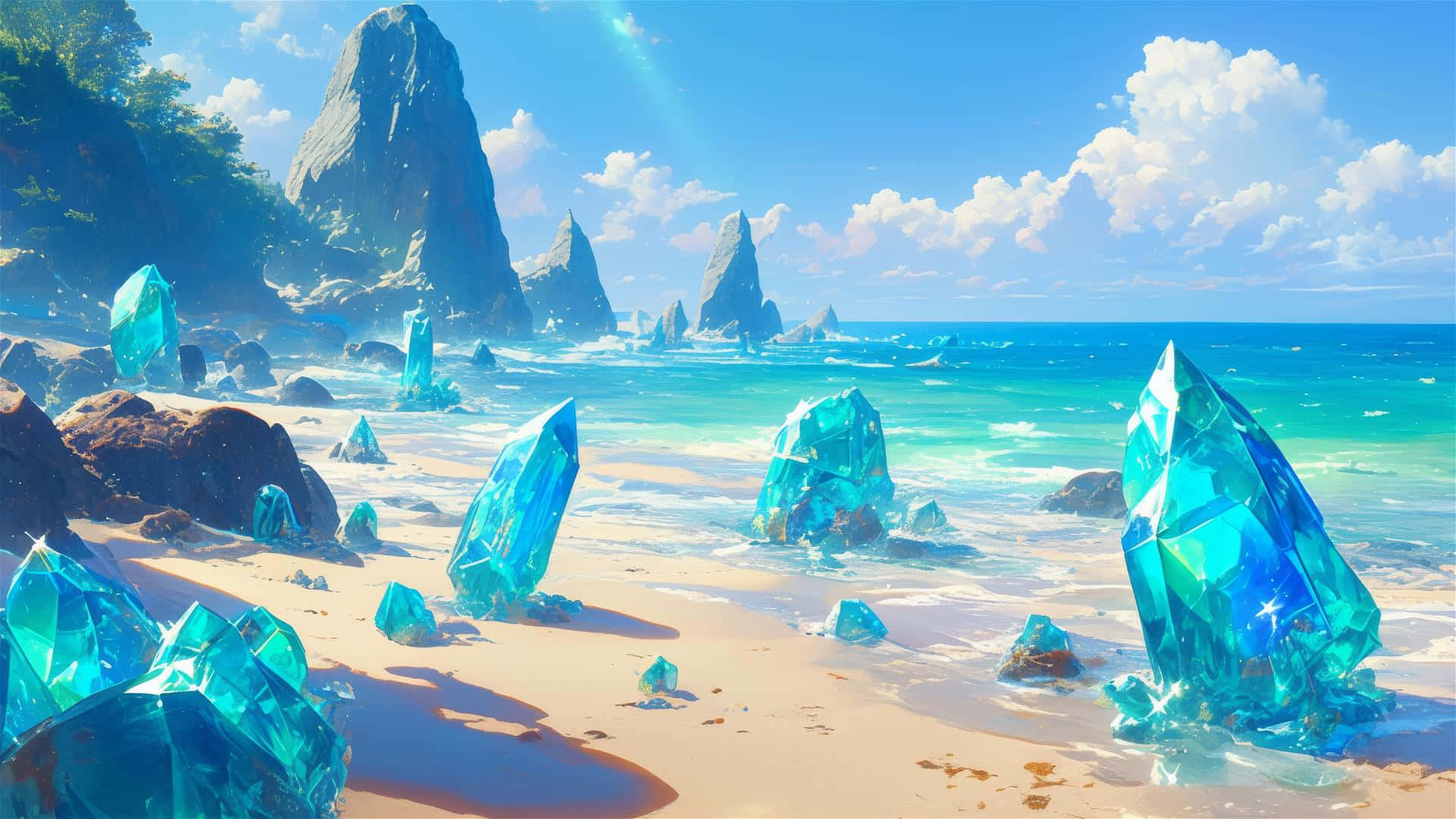 Crystal Blue Beachscape Wallpaper