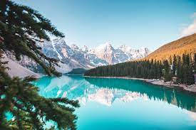 Cristalinoy Azul Lago Moraine Canadá Hermoso Paisaje Fondo de pantalla