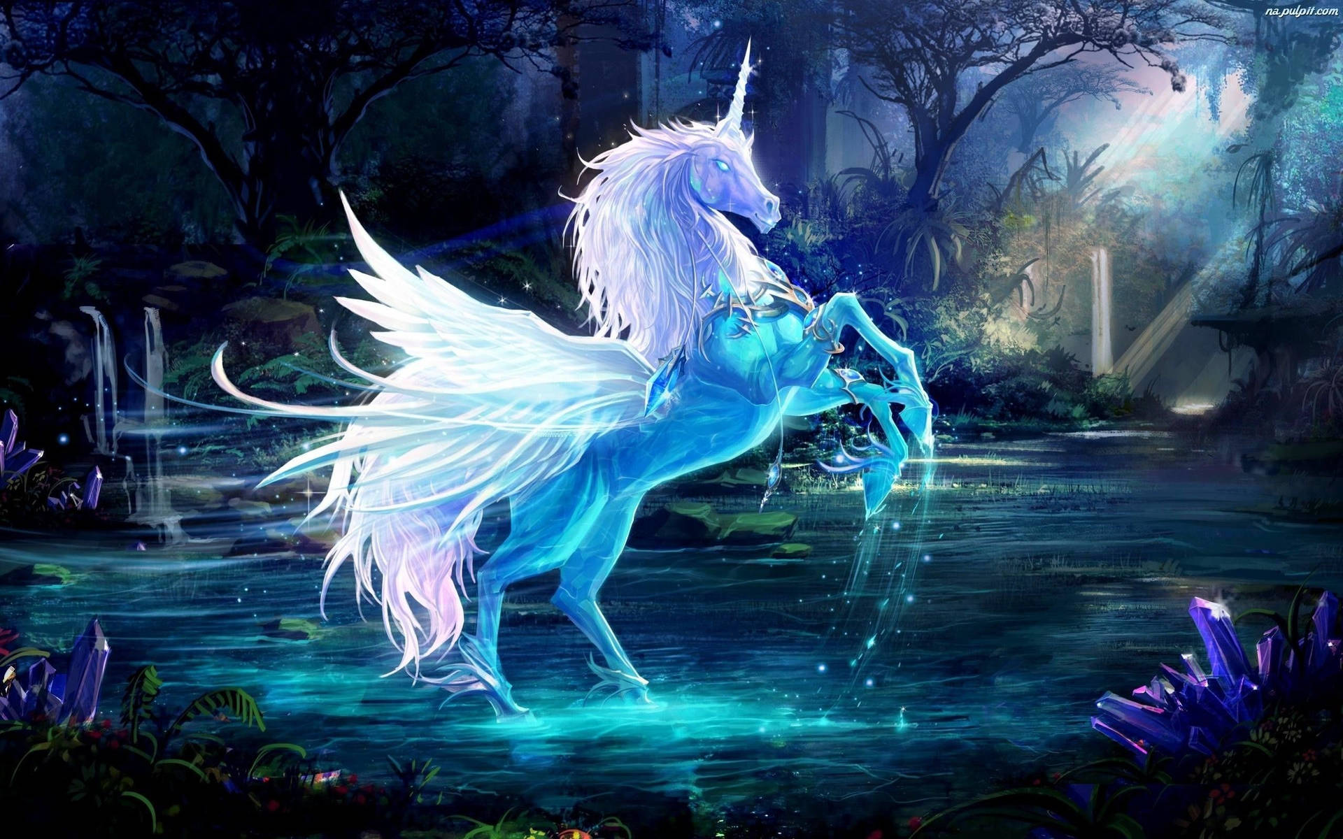 Crystal Blue Unicorn Fantasy