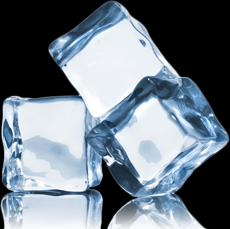 Crystal Clear Ice Cubes Reflection PNG