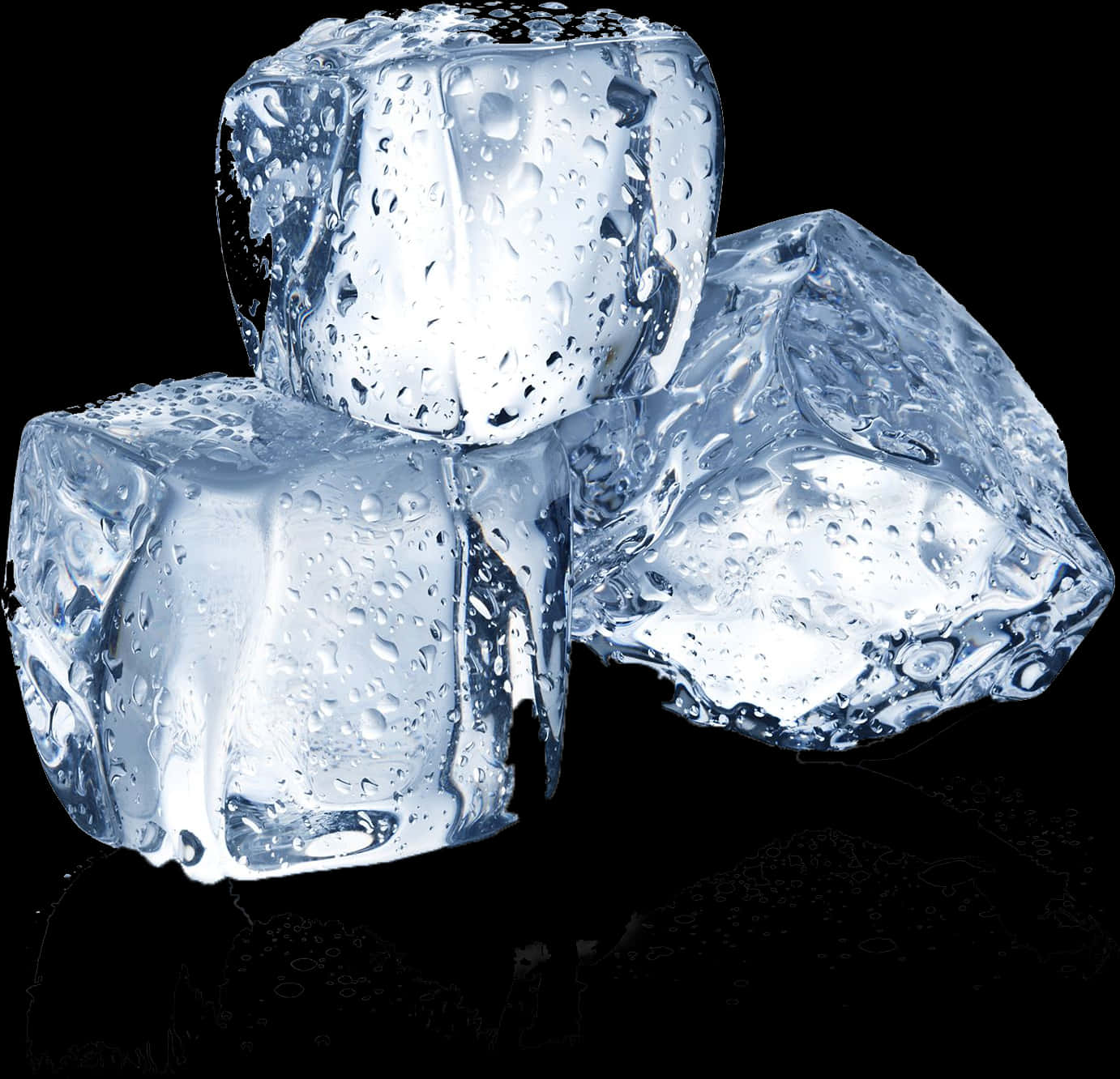 Crystal Clear Ice Cubes Water Droplets PNG