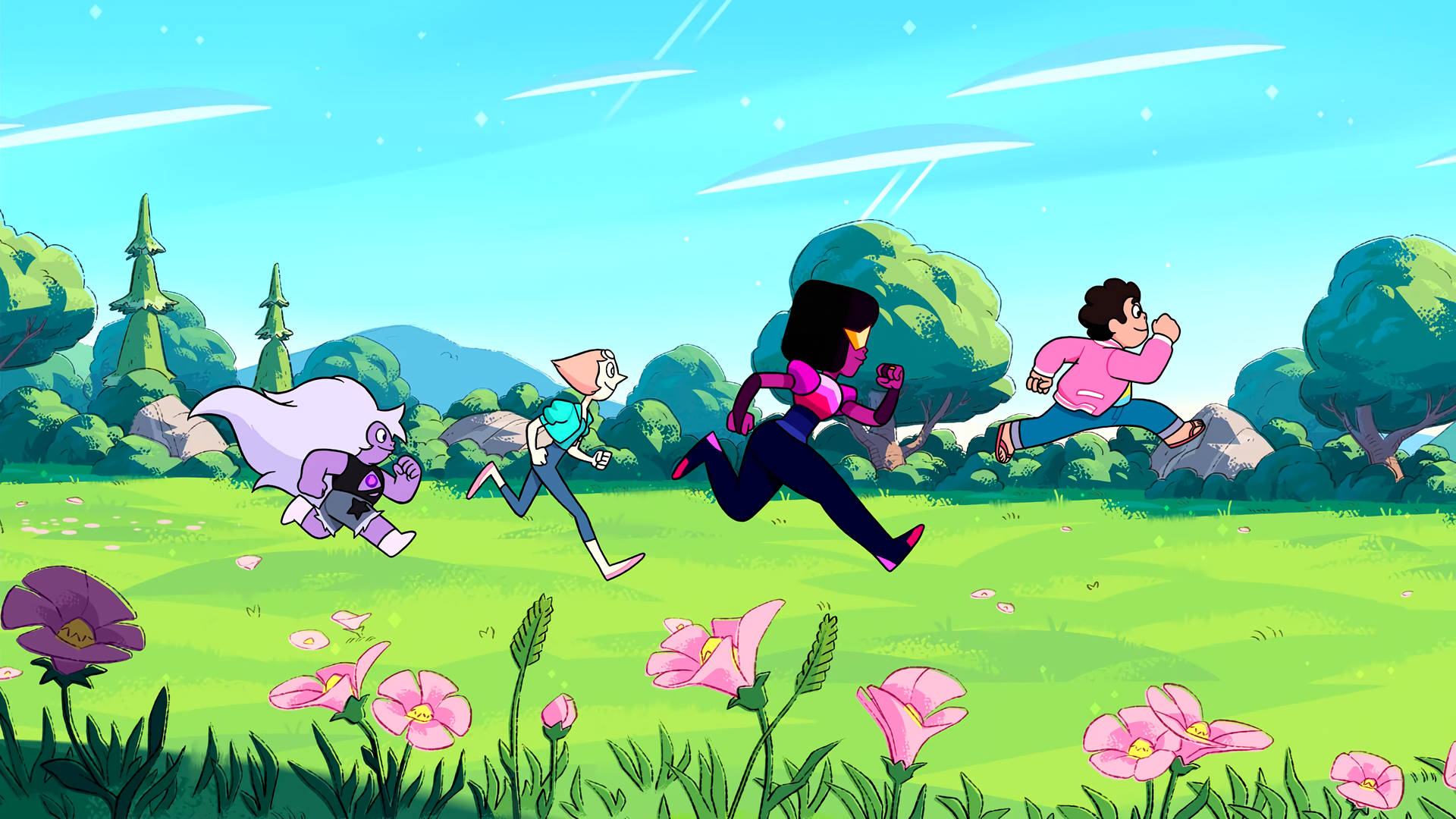 Crystal Gems Running Steven Universe Ipad Picture