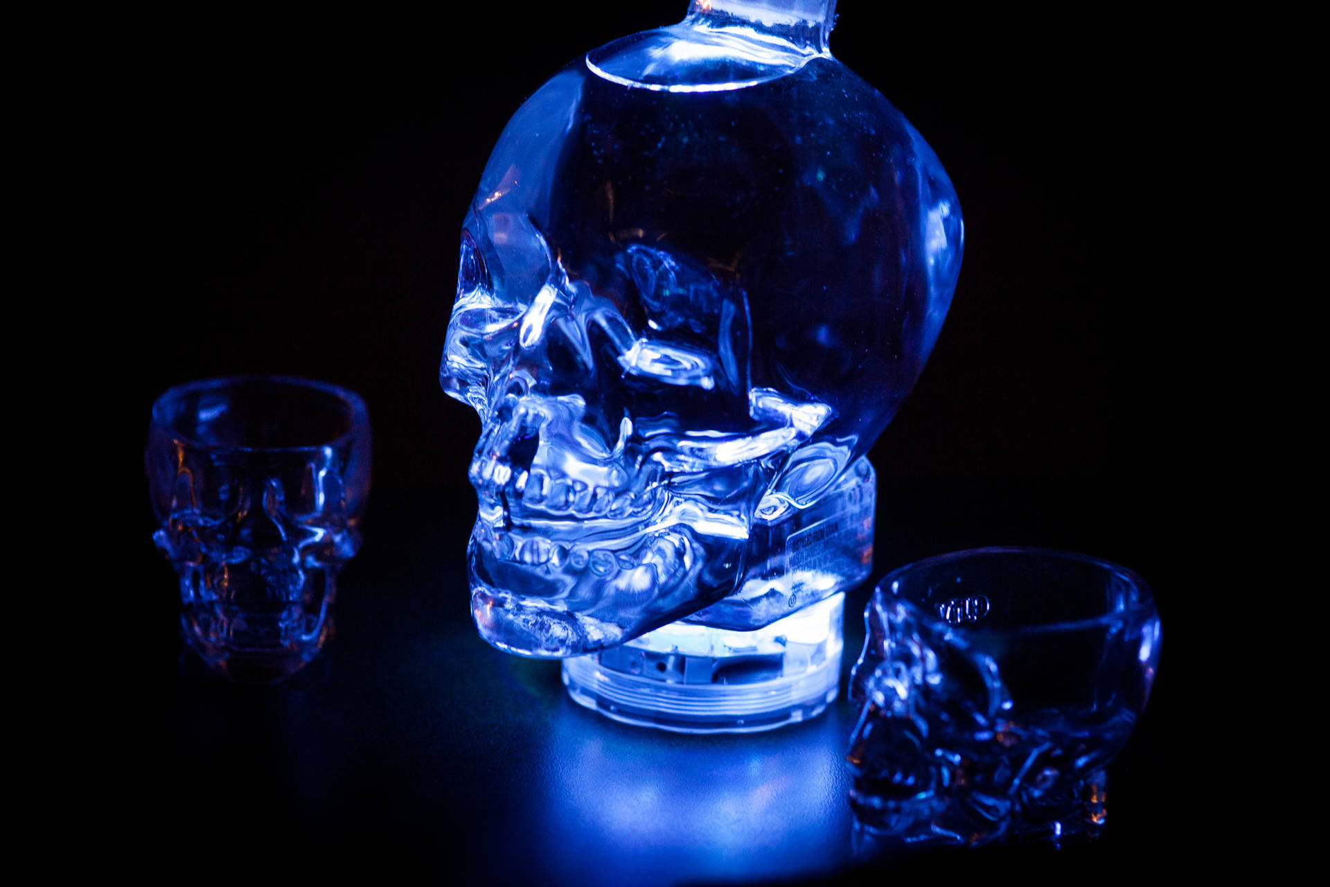 Crystal Head Vodka In Blue Light Picture