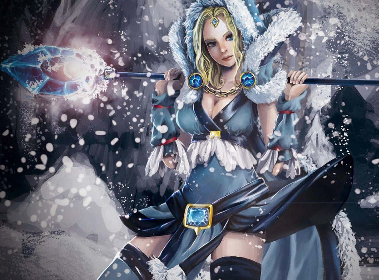 Crystal Maiden: The Ice Mage Unleashed Wallpaper