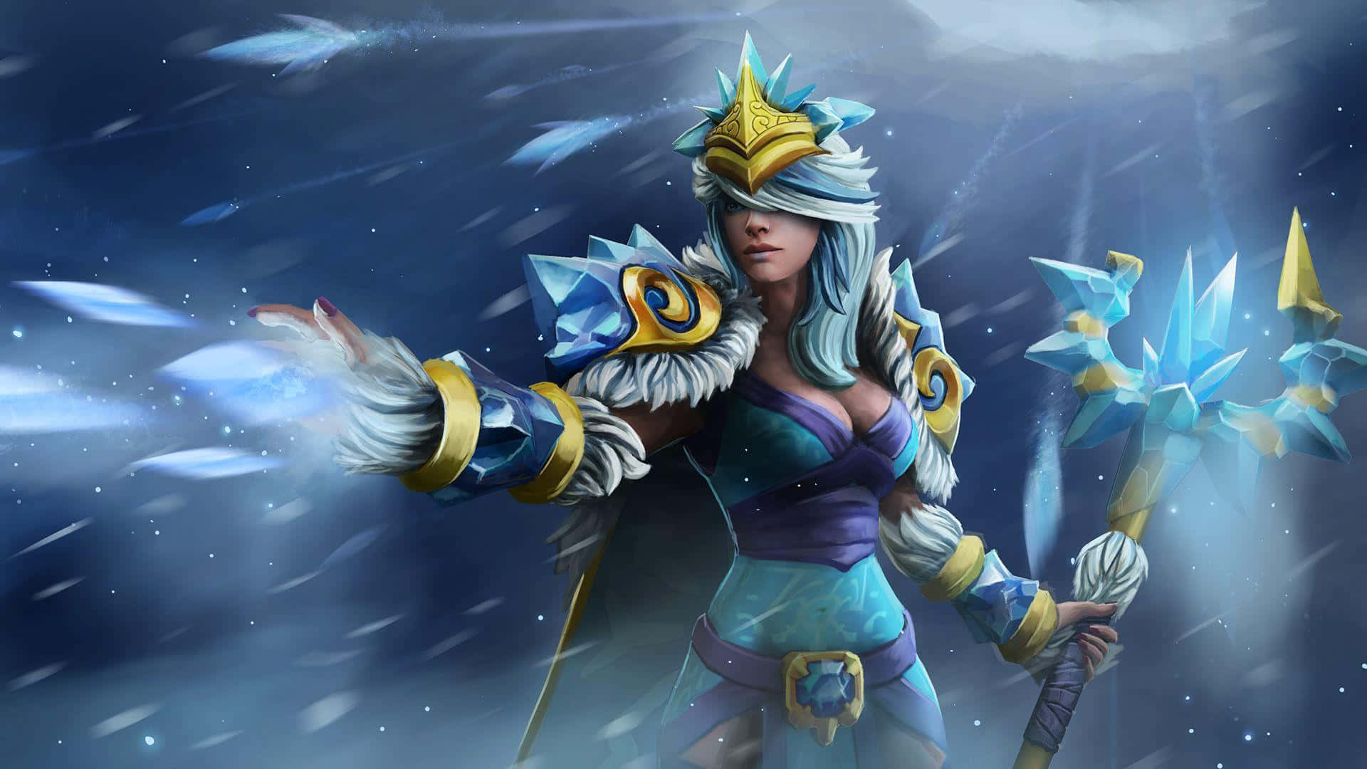Mystical Crystal Maiden - Unleashing Her Icy Powers Wallpaper
