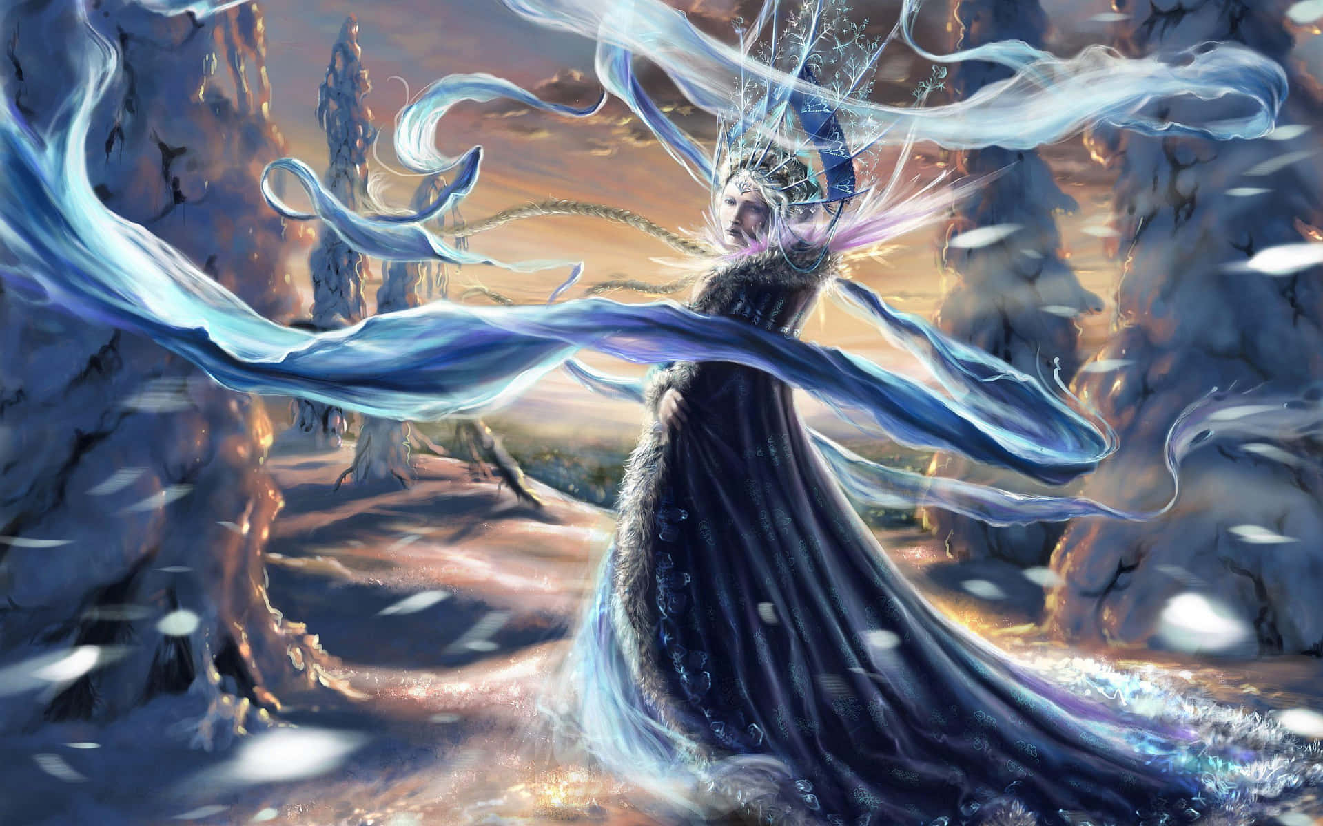 Crystal Maiden casting her powerful ice spell Wallpaper