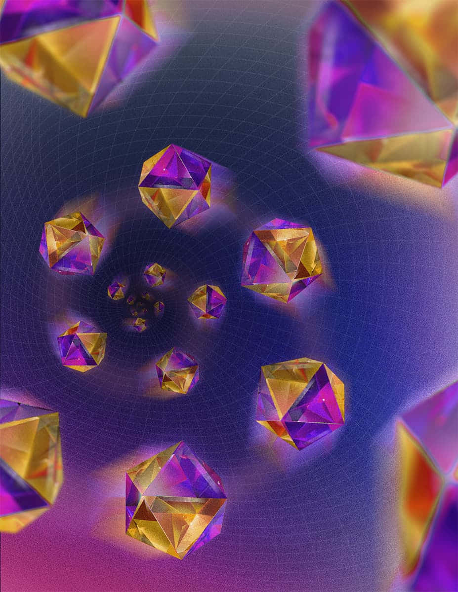 Enuberørt Krystal Med Regnbuer Af Farve.