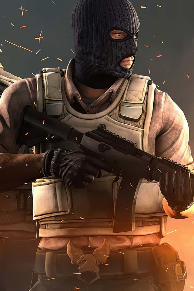 Download CS GO Mobile Armed With Mask Wallpaper Wallpapers.com