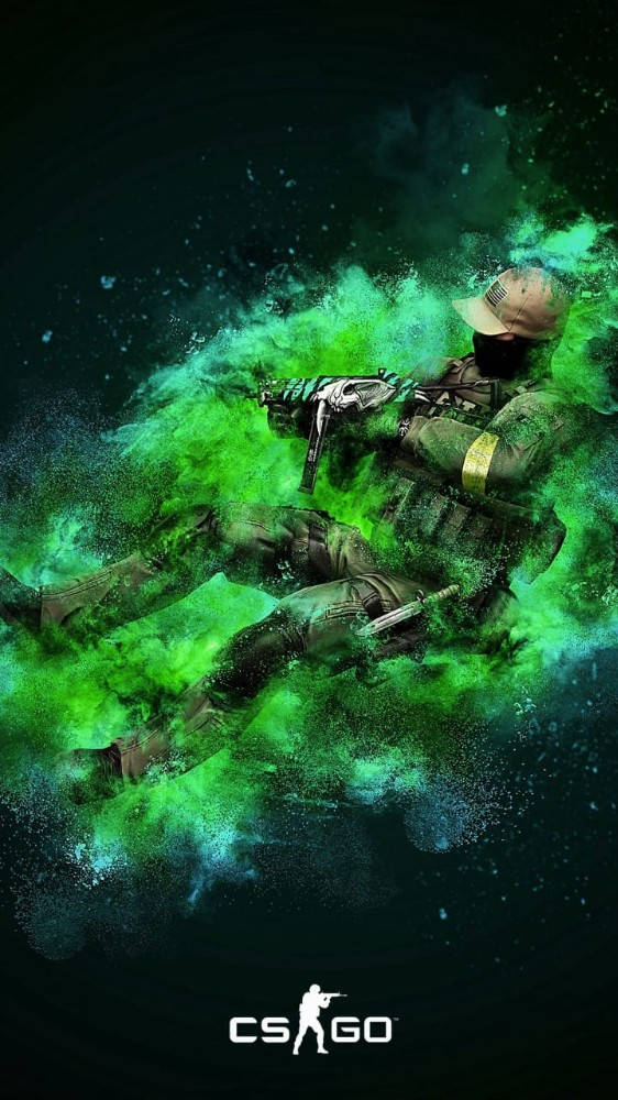 Download CS GO Soldier In Green Smoke Cloud iPhone Wallpaper ...