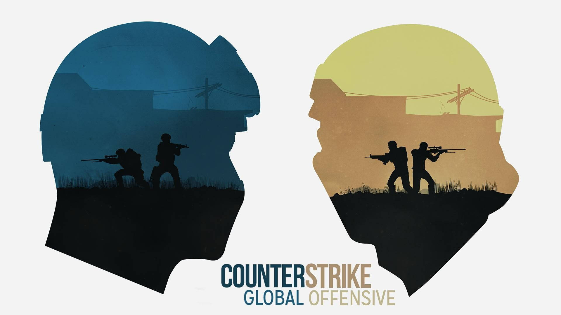CS GO Two Heads, Two Teams Wallpaper