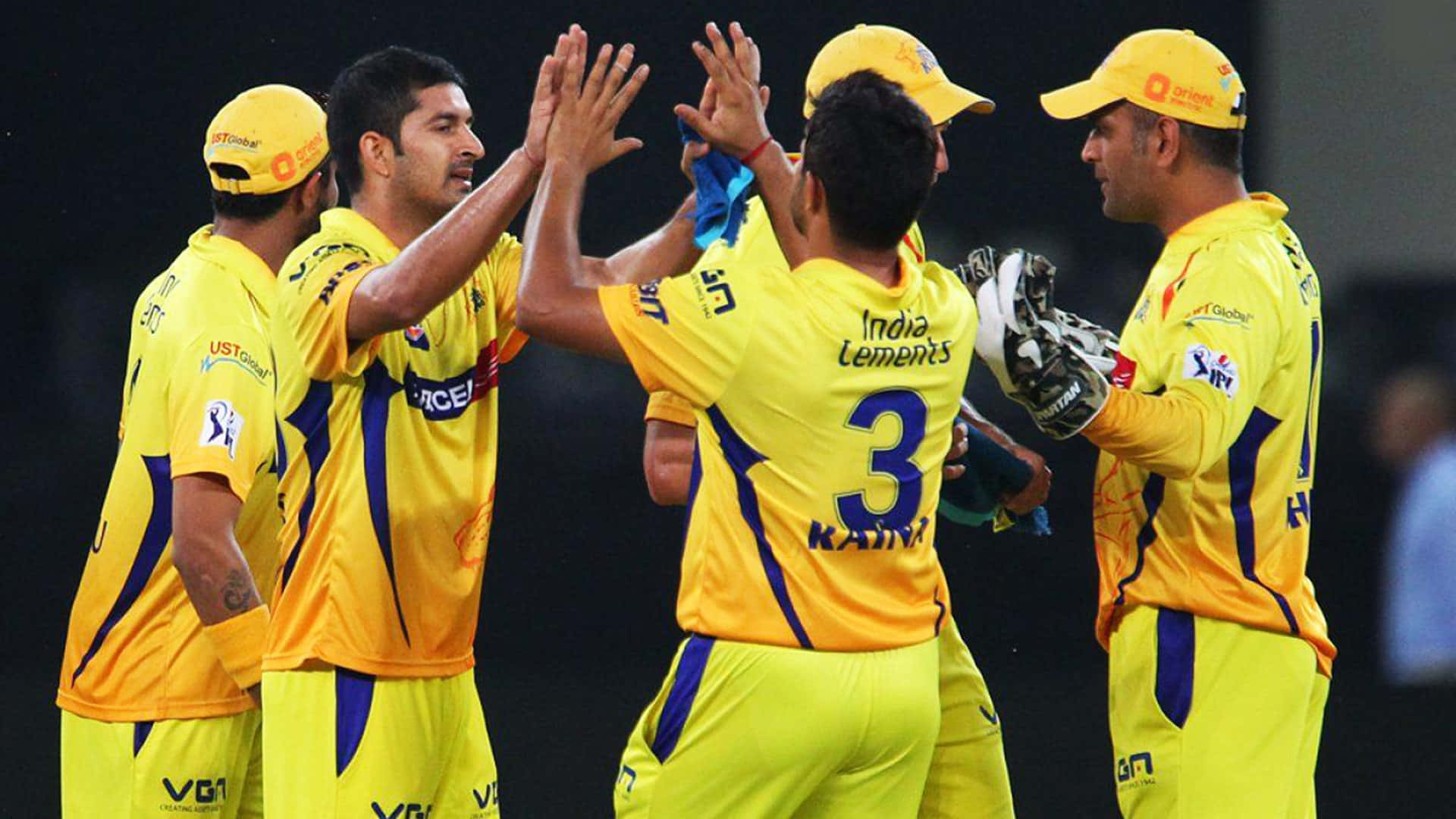 Chennai Super Kings team celebrating victory on the field