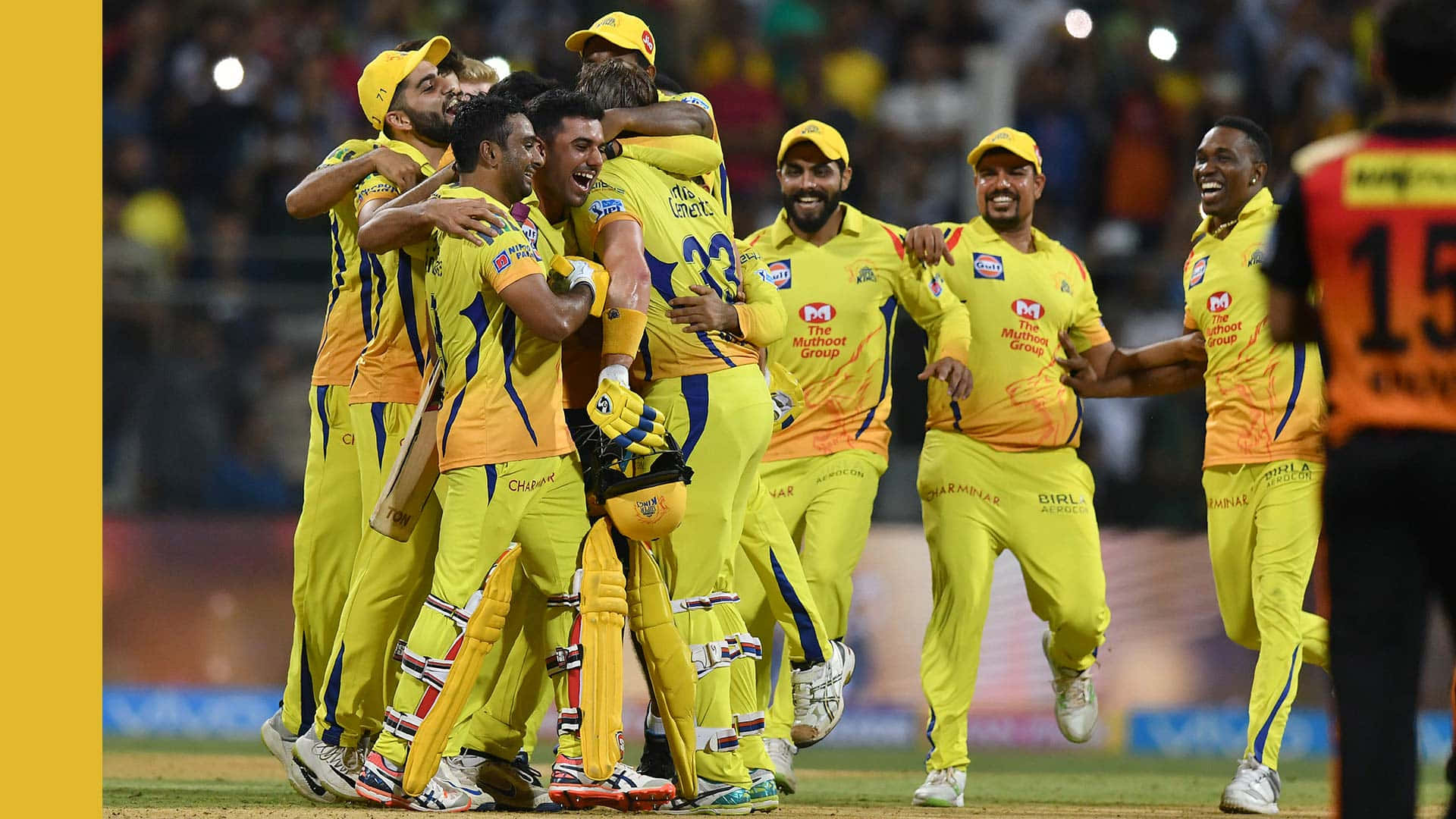 Chennai Super Kings team celebrating victory on the field