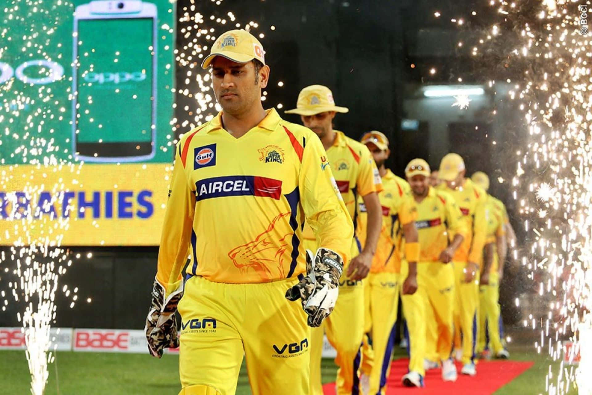 Chennai Super Kings in action on the field