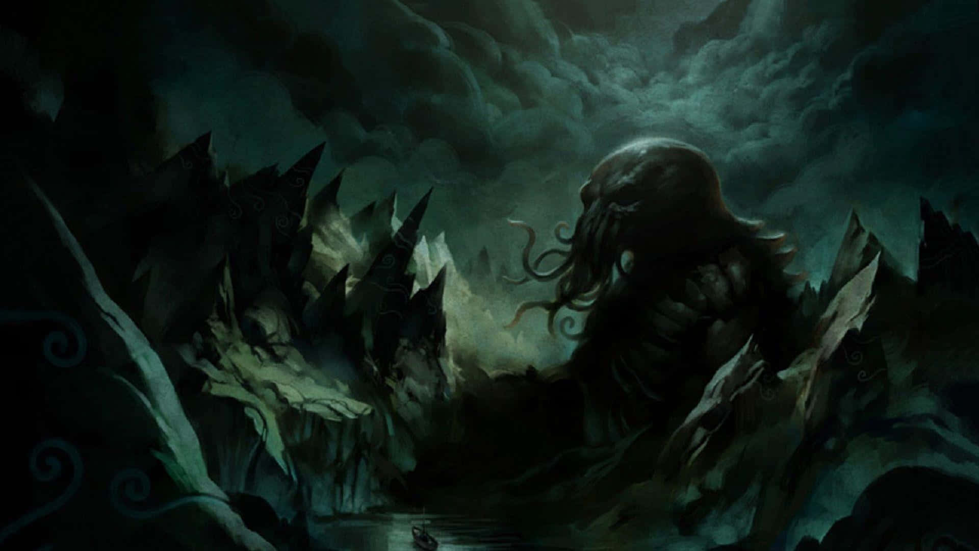 A close up of Cthulhu, a monstrous creature of the night