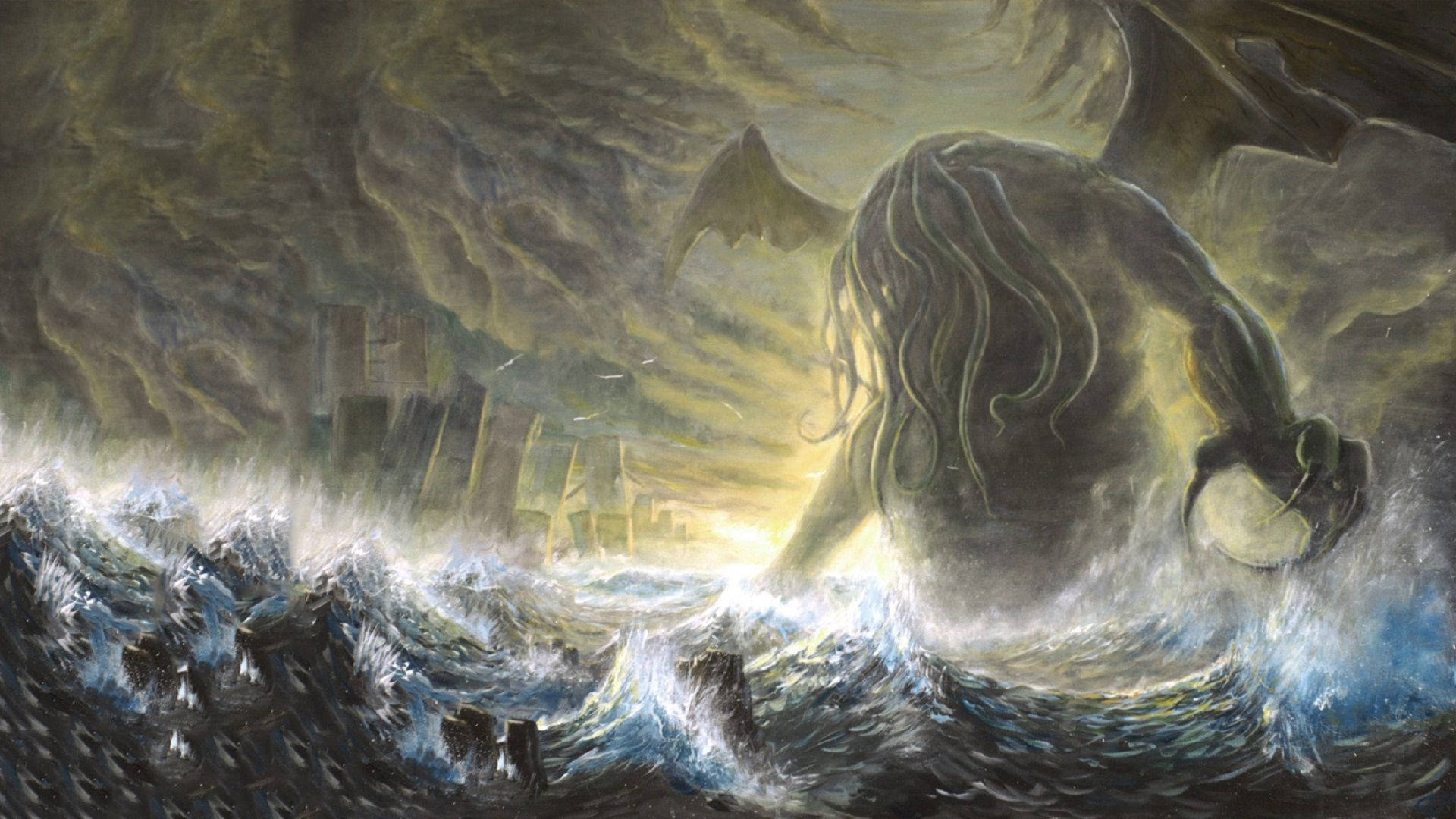 Cthulhu Sea Monster Painting Background